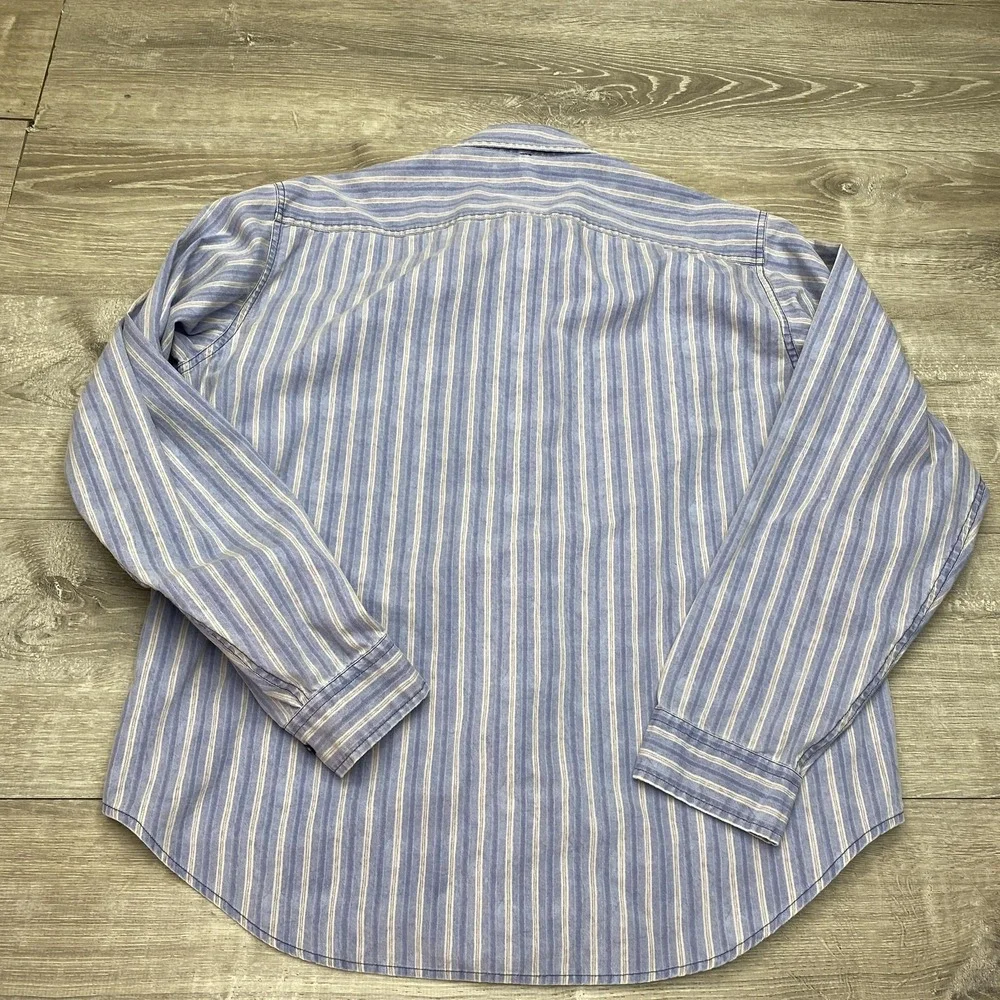 Gap Shirt Mens Large‎ Blue Stripe Long Sleeve Button Front Pockets Classic Fit
